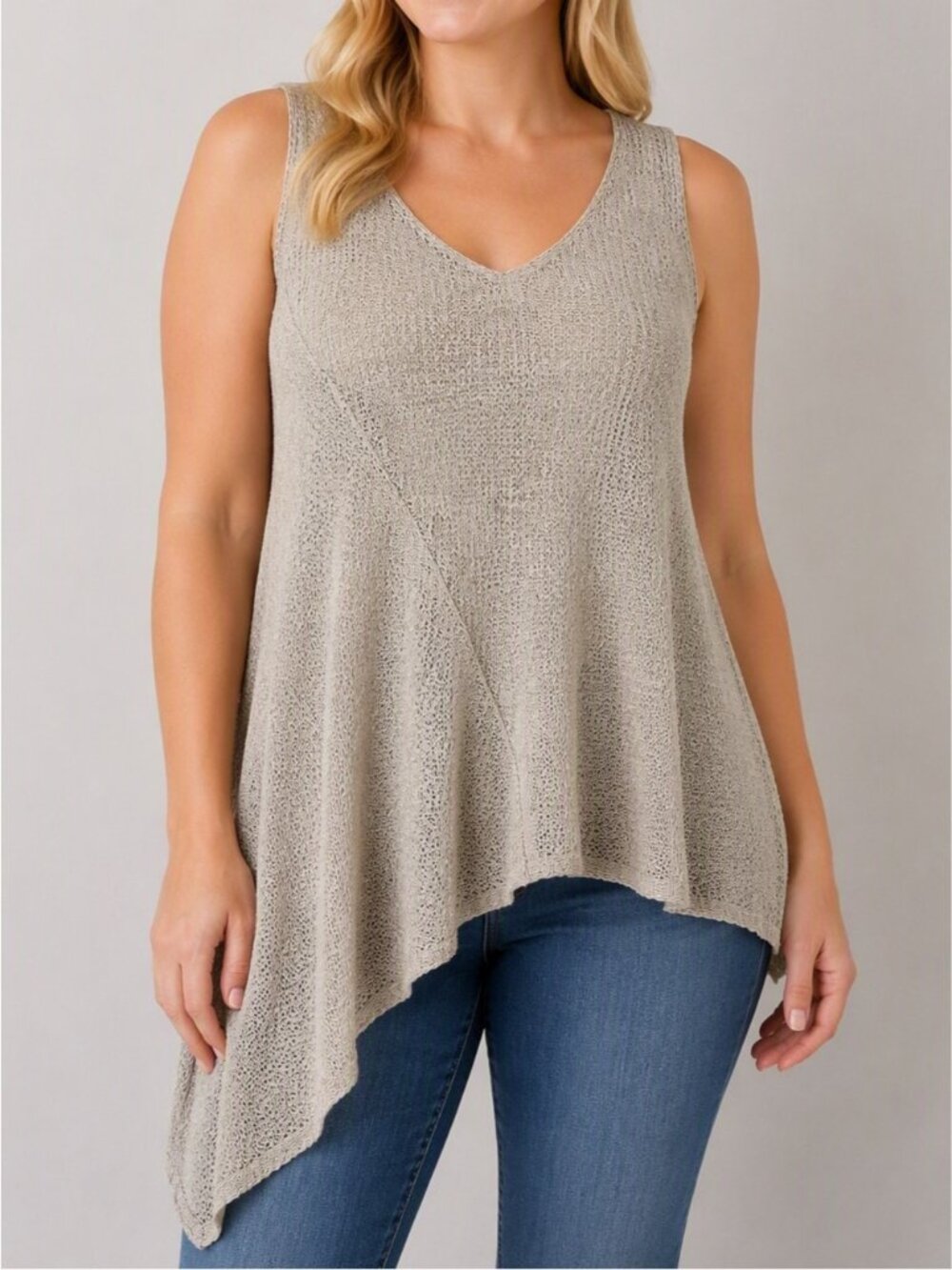 Eileen Fisher Asymmetrical Linen Blend Top Large